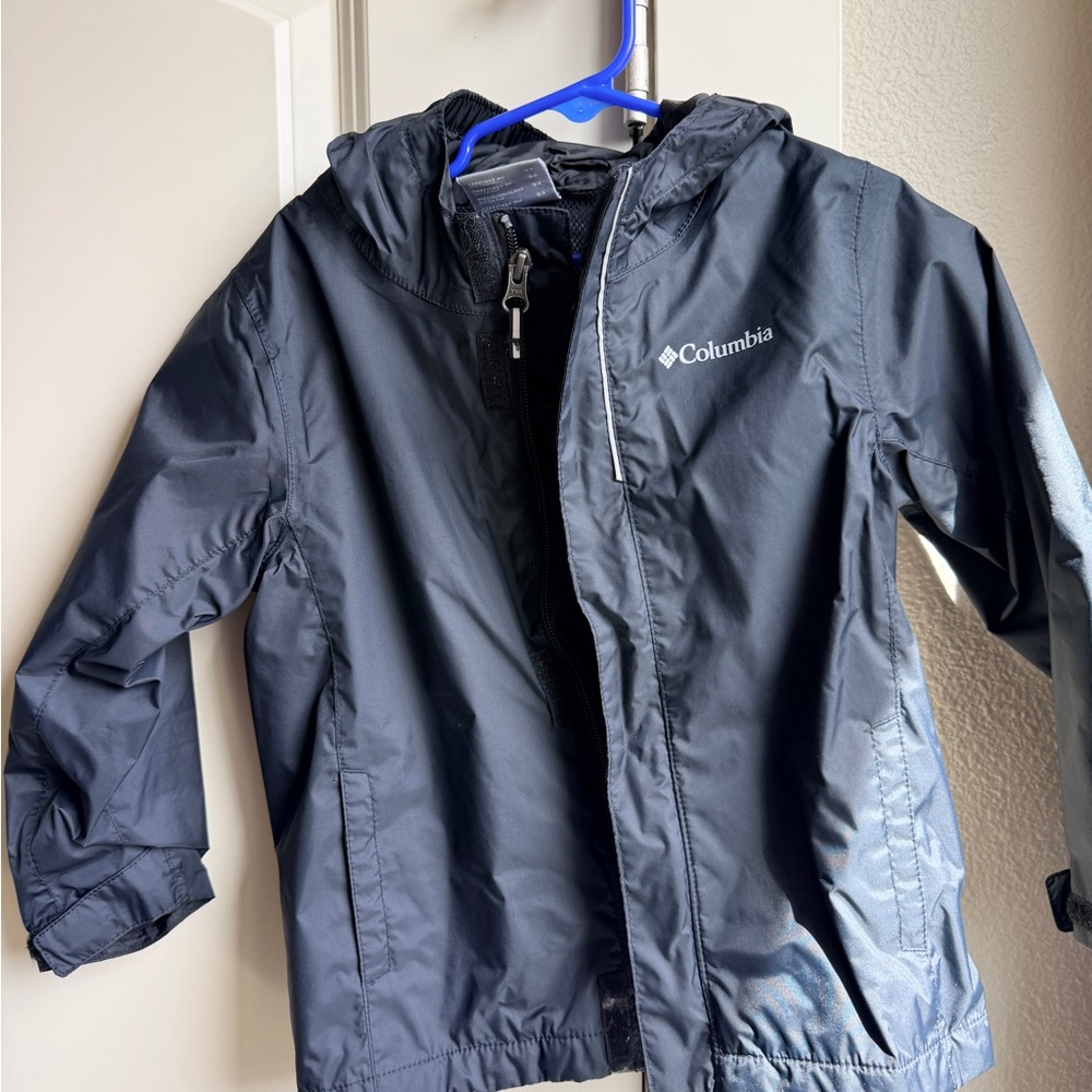 Columbia Kids Black Hooded Rain Jacket